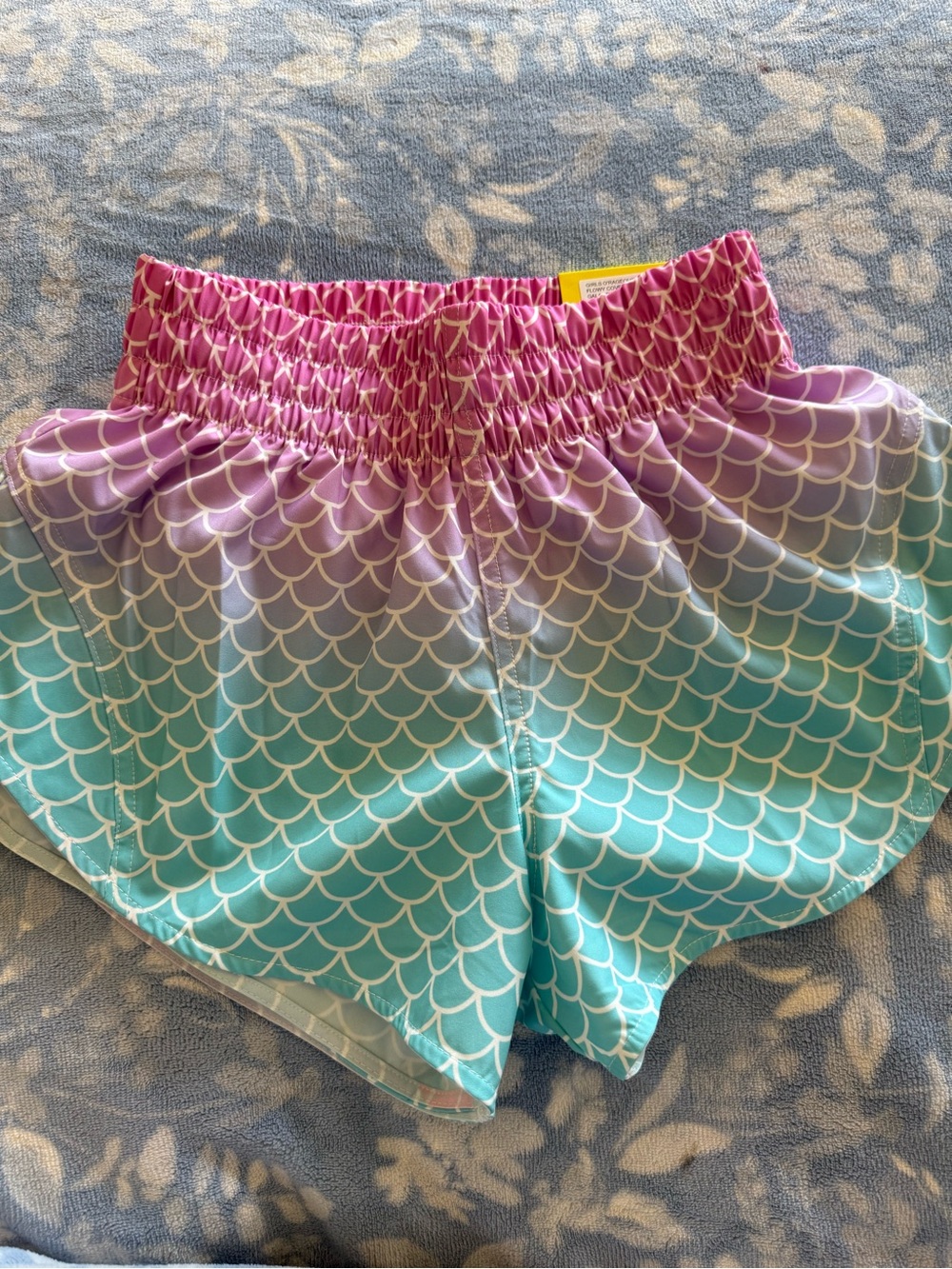 Girls Pink and Teal Mermaid Scale Shorts Size Medium